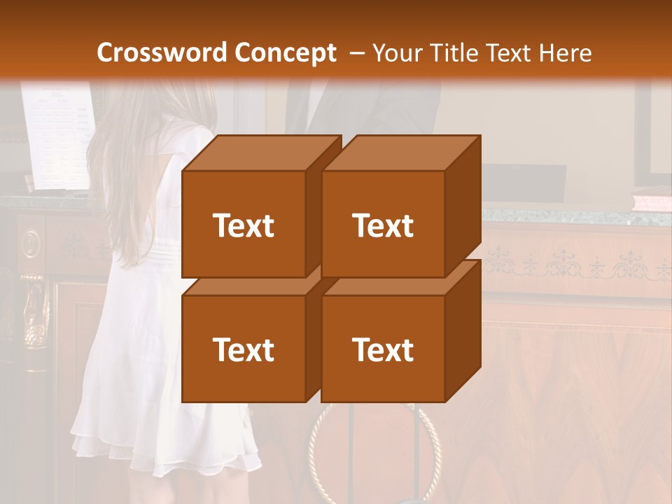 A Woman And A Man Standing In Front Of A Reception Desk PowerPoint Template