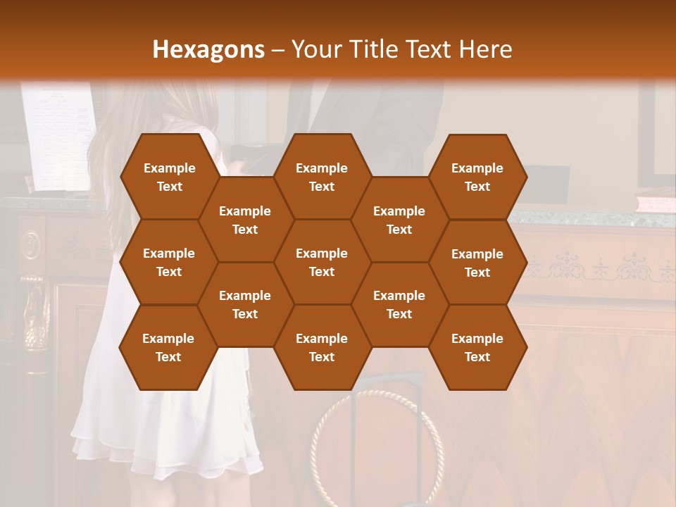 A Woman And A Man Standing In Front Of A Reception Desk PowerPoint Template