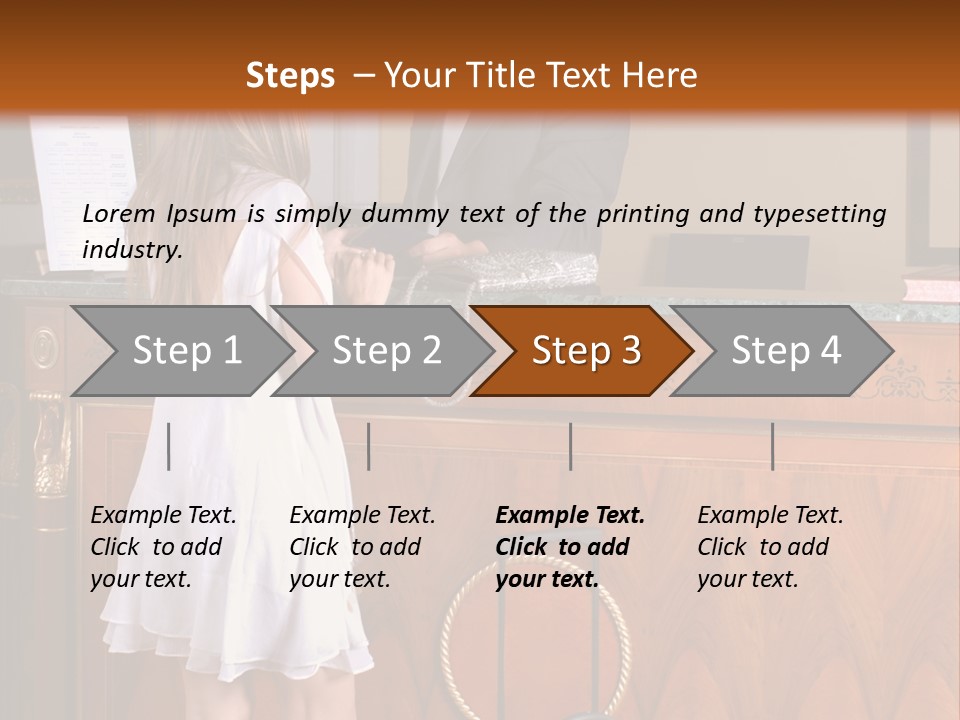 A Woman And A Man Standing In Front Of A Reception Desk PowerPoint Template