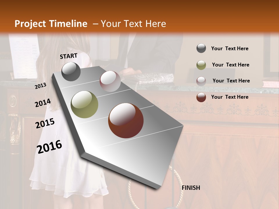 A Woman And A Man Standing In Front Of A Reception Desk PowerPoint Template