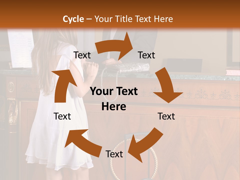 A Woman And A Man Standing In Front Of A Reception Desk PowerPoint Template