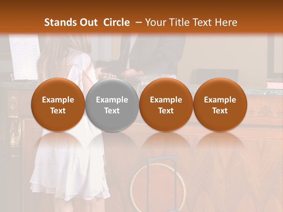 A Woman And A Man Standing In Front Of A Reception Desk PowerPoint Template