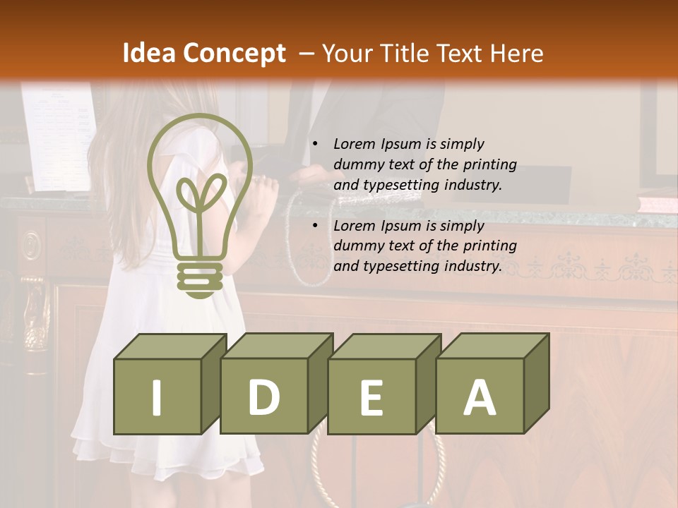 A Woman And A Man Standing In Front Of A Reception Desk PowerPoint Template