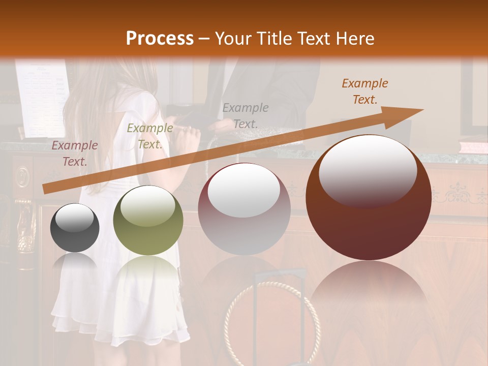 A Woman And A Man Standing In Front Of A Reception Desk PowerPoint Template