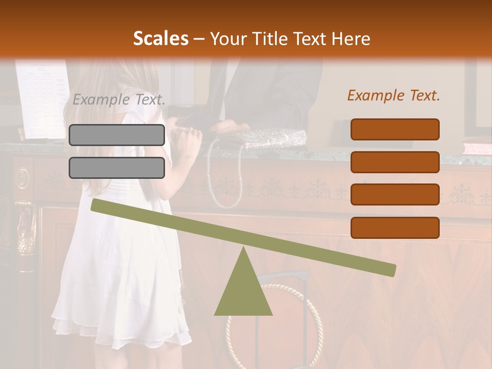 A Woman And A Man Standing In Front Of A Reception Desk PowerPoint Template