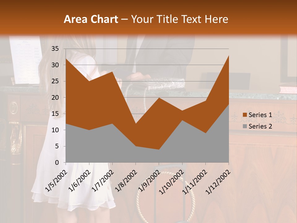 A Woman And A Man Standing In Front Of A Reception Desk PowerPoint Template