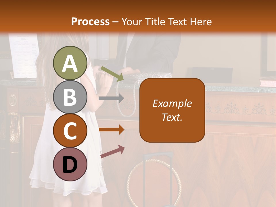 A Woman And A Man Standing In Front Of A Reception Desk PowerPoint Template