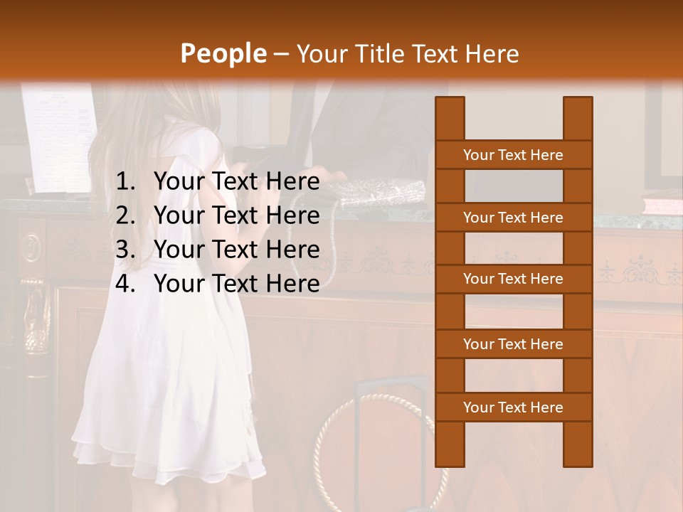 A Woman And A Man Standing In Front Of A Reception Desk PowerPoint Template
