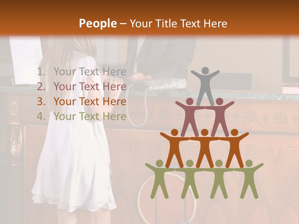 A Woman And A Man Standing In Front Of A Reception Desk PowerPoint Template