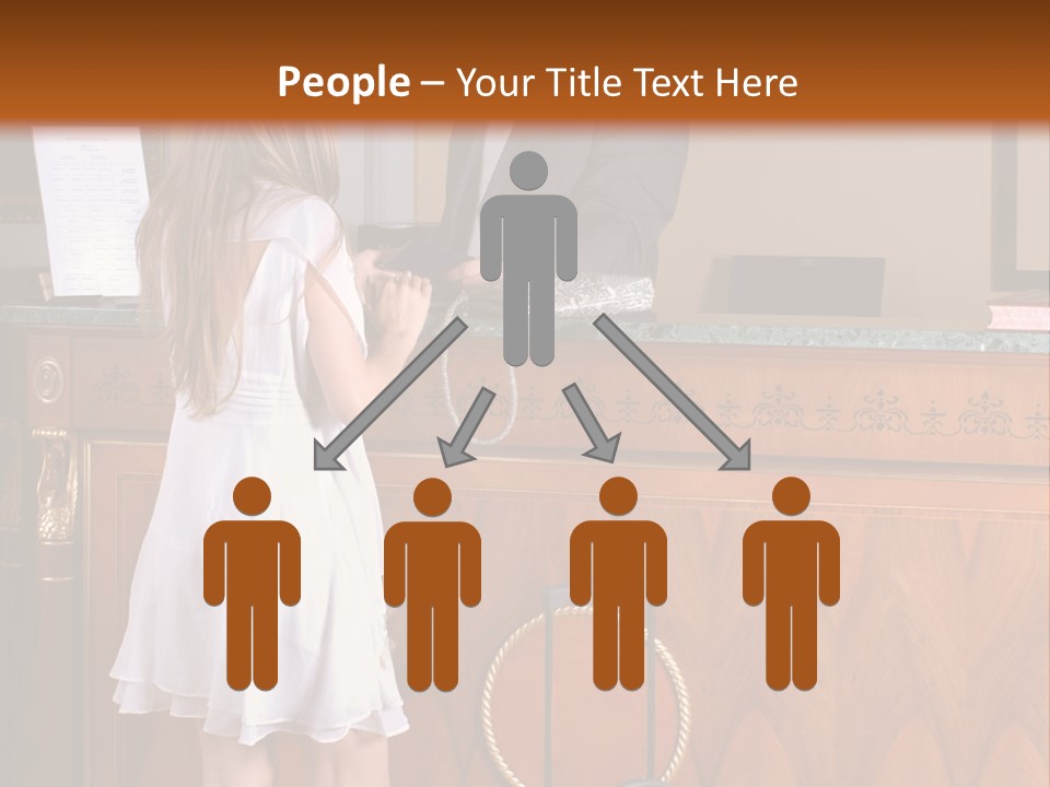 A Woman And A Man Standing In Front Of A Reception Desk PowerPoint Template