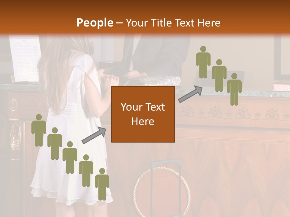 A Woman And A Man Standing In Front Of A Reception Desk PowerPoint Template