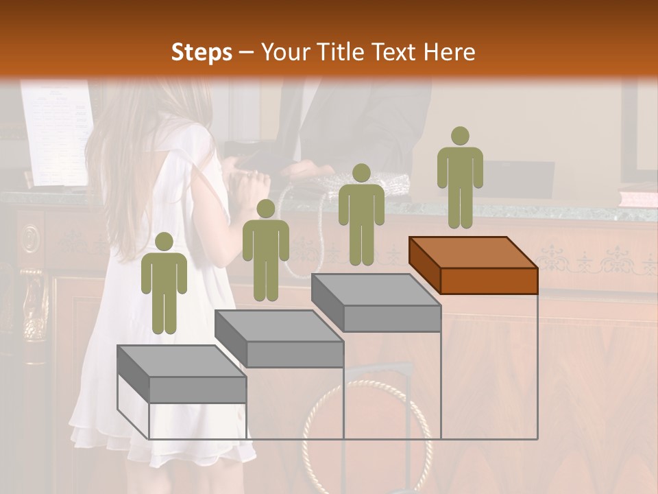 A Woman And A Man Standing In Front Of A Reception Desk PowerPoint Template