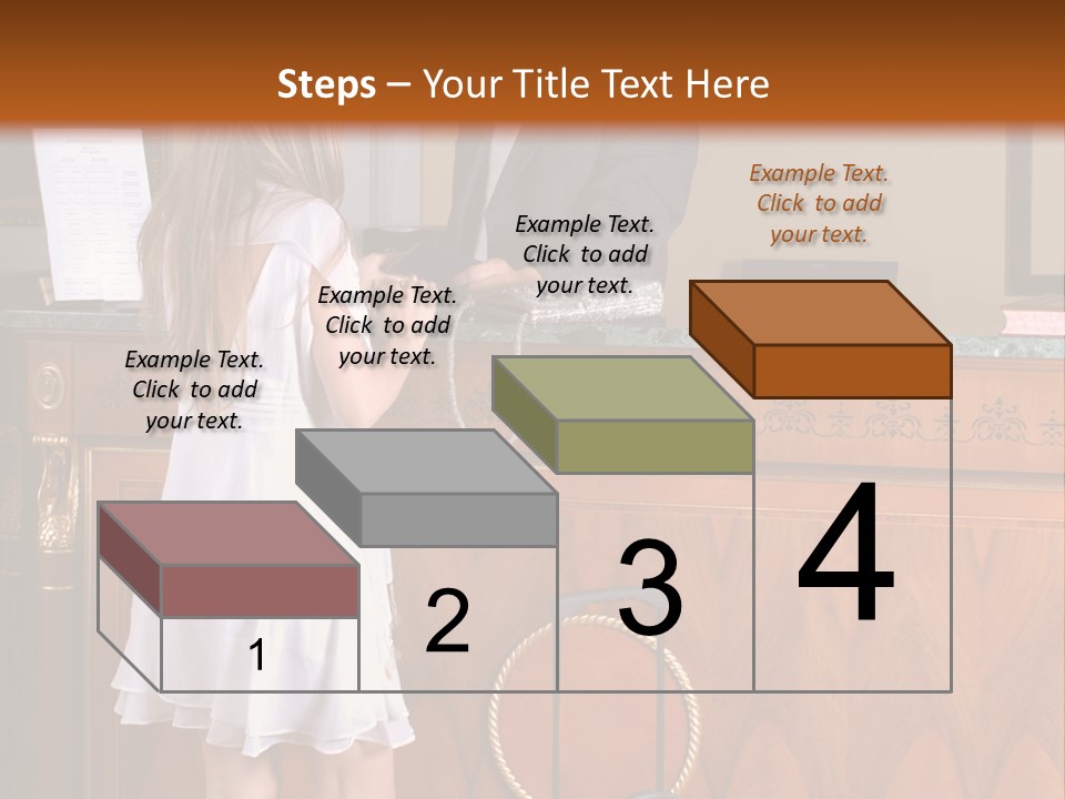 A Woman And A Man Standing In Front Of A Reception Desk PowerPoint Template