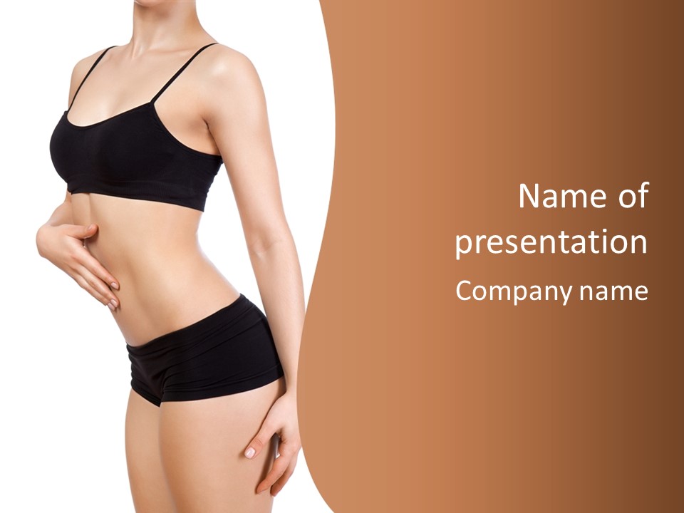 A Woman In A Bikini With Her Stomach Exposed PowerPoint Template