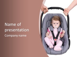 A Baby In A Stroller With A Pacifier In Its Mouth PowerPoint Template