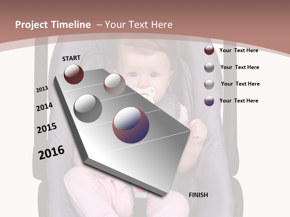 A Baby In A Stroller With A Pacifier In Its Mouth PowerPoint Template
