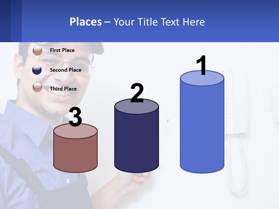 A Man In A Blue Hat Is Holding A Clipboard PowerPoint Template