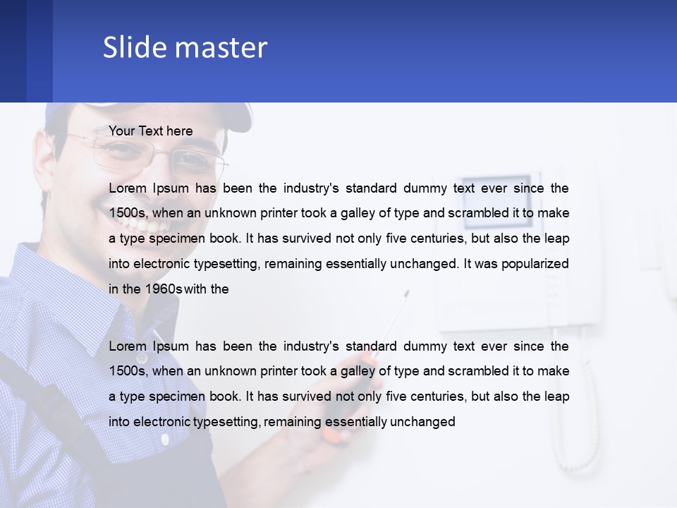 A Man In A Blue Hat Is Holding A Clipboard PowerPoint Template