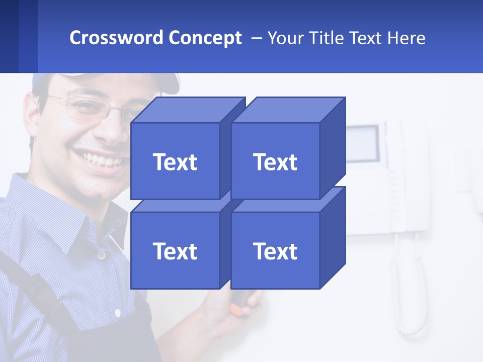 A Man In A Blue Hat Is Holding A Clipboard PowerPoint Template