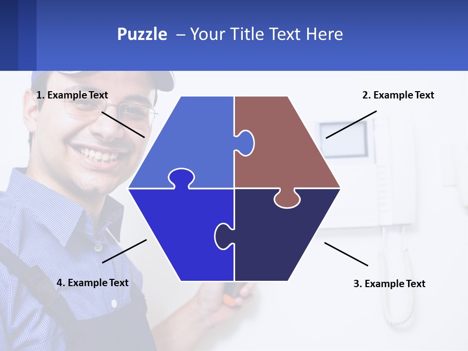 A Man In A Blue Hat Is Holding A Clipboard PowerPoint Template