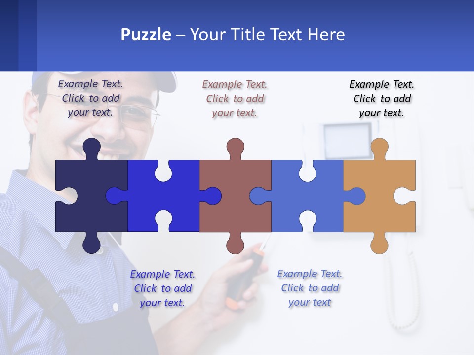 A Man In A Blue Hat Is Holding A Clipboard PowerPoint Template