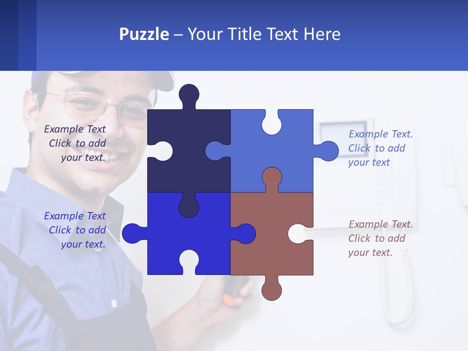 A Man In A Blue Hat Is Holding A Clipboard PowerPoint Template