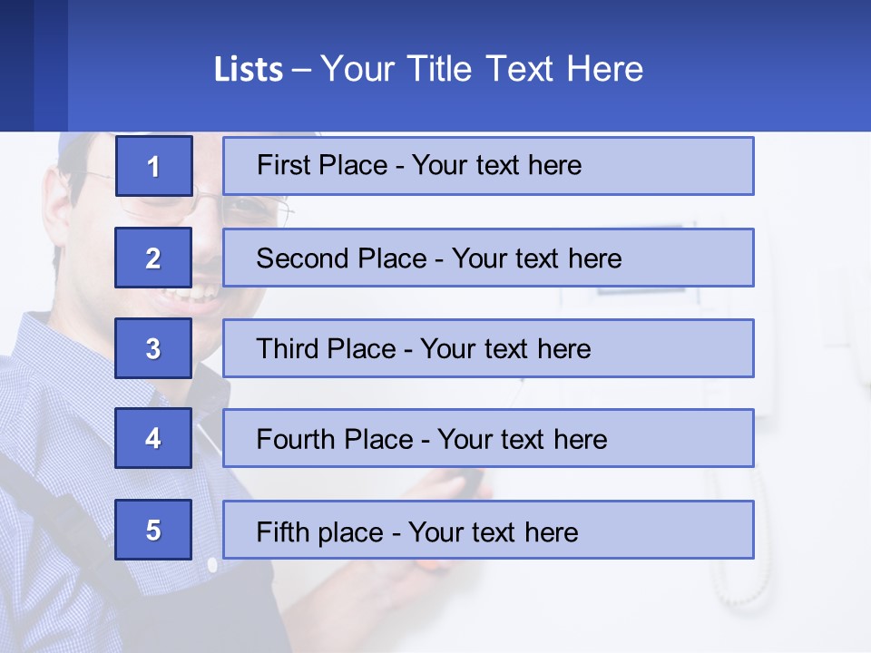A Man In A Blue Hat Is Holding A Clipboard PowerPoint Template