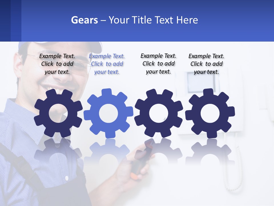 A Man In A Blue Hat Is Holding A Clipboard PowerPoint Template