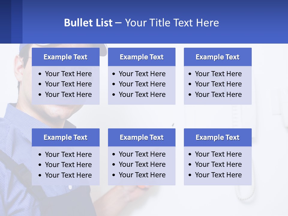 A Man In A Blue Hat Is Holding A Clipboard PowerPoint Template
