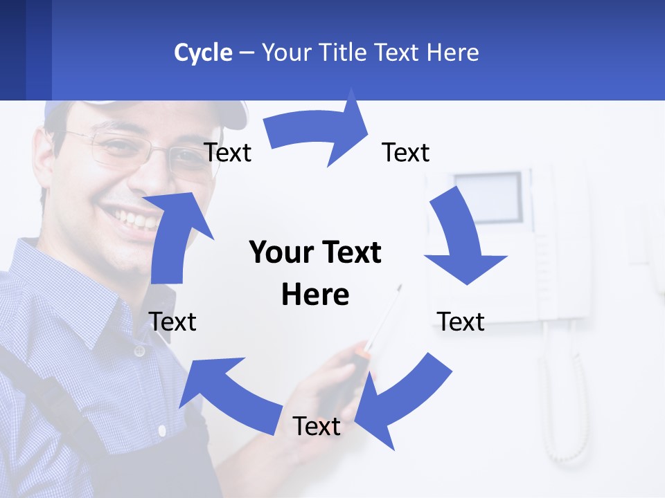 A Man In A Blue Hat Is Holding A Clipboard PowerPoint Template