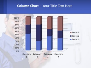 A Man In A Blue Hat Is Holding A Clipboard PowerPoint Template