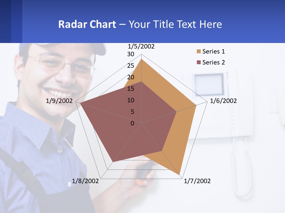 A Man In A Blue Hat Is Holding A Clipboard PowerPoint Template