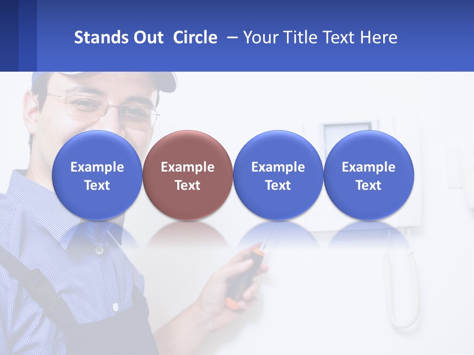 A Man In A Blue Hat Is Holding A Clipboard PowerPoint Template