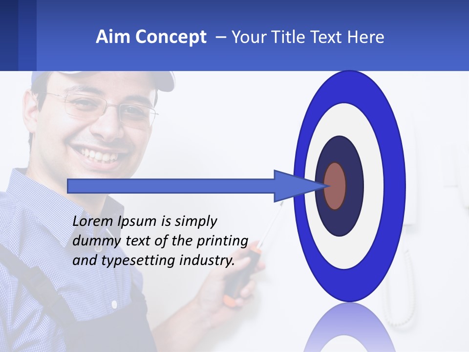 A Man In A Blue Hat Is Holding A Clipboard PowerPoint Template