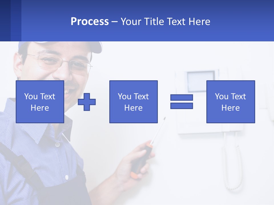 A Man In A Blue Hat Is Holding A Clipboard PowerPoint Template