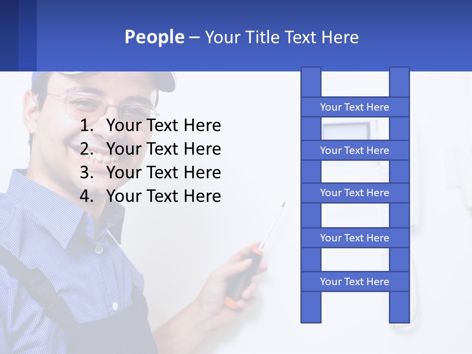 A Man In A Blue Hat Is Holding A Clipboard PowerPoint Template