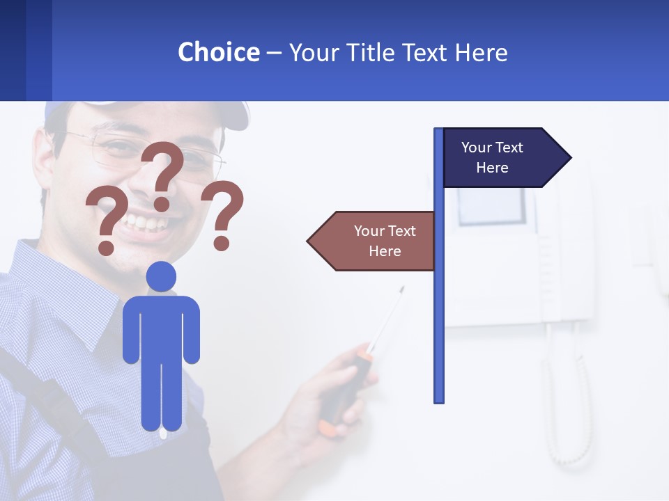 A Man In A Blue Hat Is Holding A Clipboard PowerPoint Template