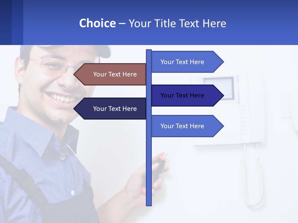 A Man In A Blue Hat Is Holding A Clipboard PowerPoint Template