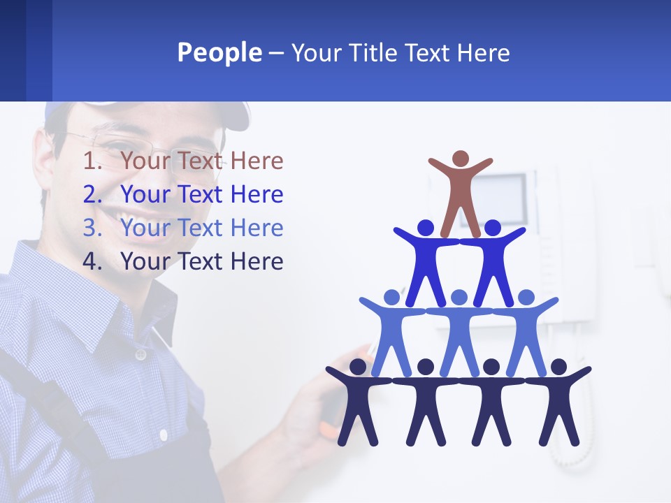 A Man In A Blue Hat Is Holding A Clipboard PowerPoint Template