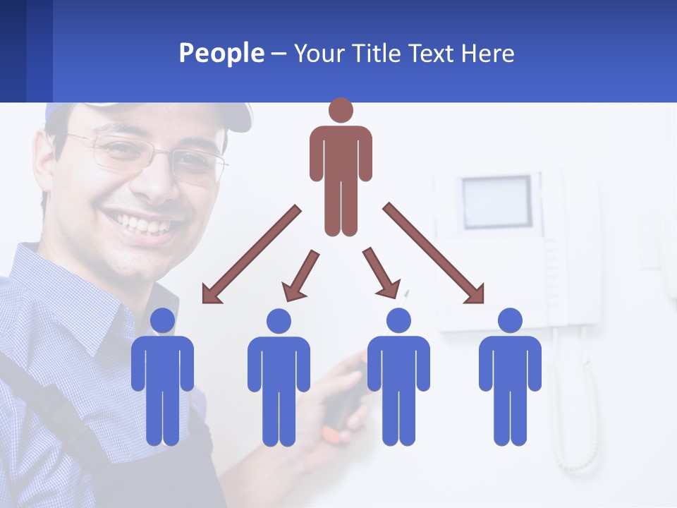 A Man In A Blue Hat Is Holding A Clipboard PowerPoint Template