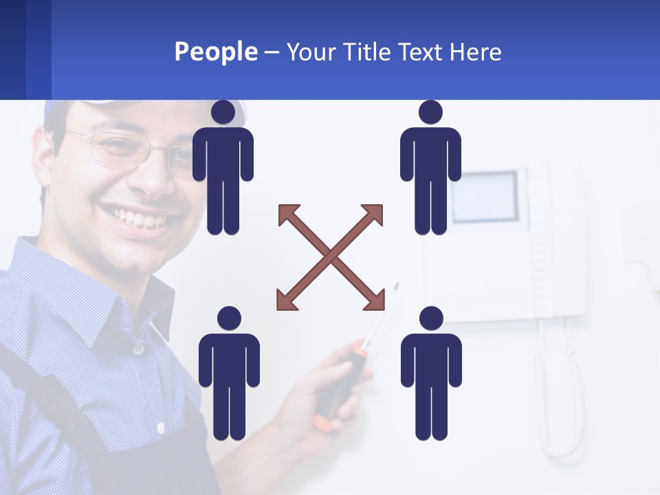 A Man In A Blue Hat Is Holding A Clipboard PowerPoint Template