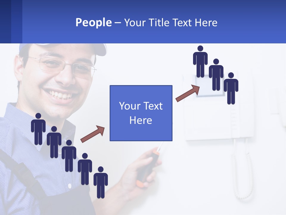 A Man In A Blue Hat Is Holding A Clipboard PowerPoint Template
