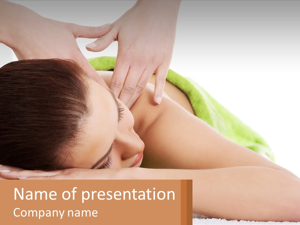 A Woman Getting A Massage With Her Hands On Her Head PowerPoint Template