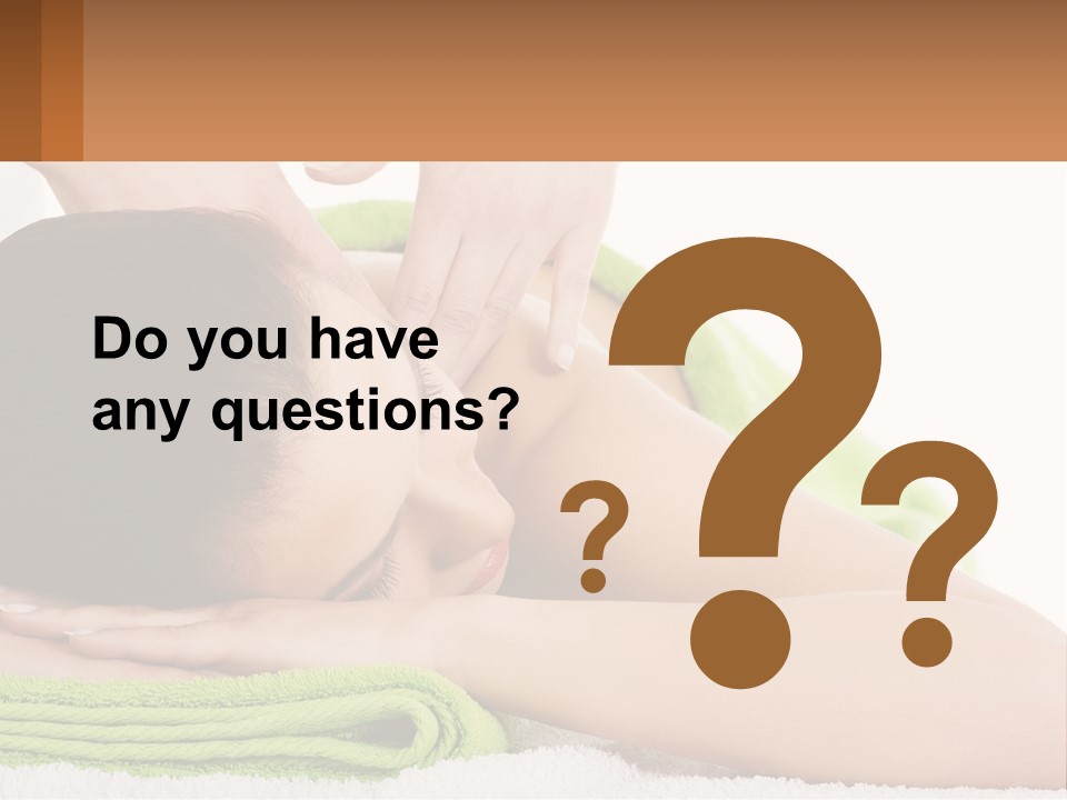 A Woman Getting A Massage With Her Hands On Her Head PowerPoint Template