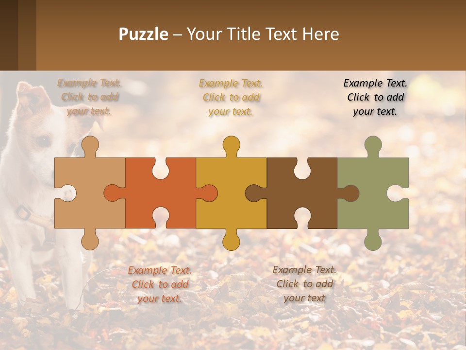 A Small Dog Is Standing In The Leaves PowerPoint Template