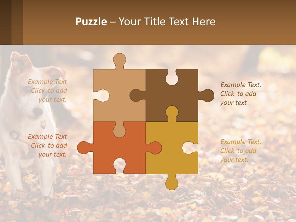A Small Dog Is Standing In The Leaves PowerPoint Template