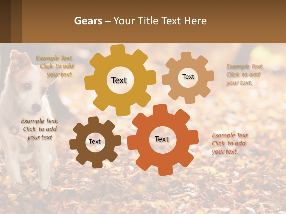 A Small Dog Is Standing In The Leaves PowerPoint Template