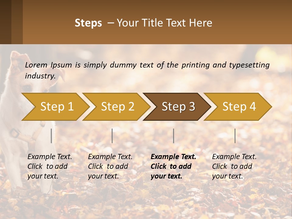 A Small Dog Is Standing In The Leaves PowerPoint Template