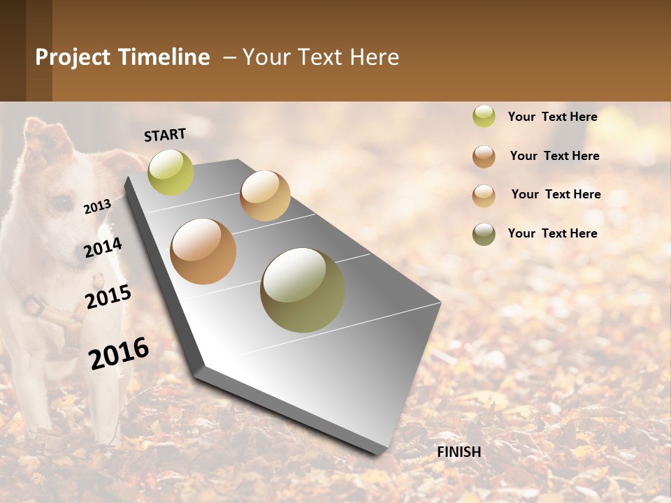 A Small Dog Is Standing In The Leaves PowerPoint Template