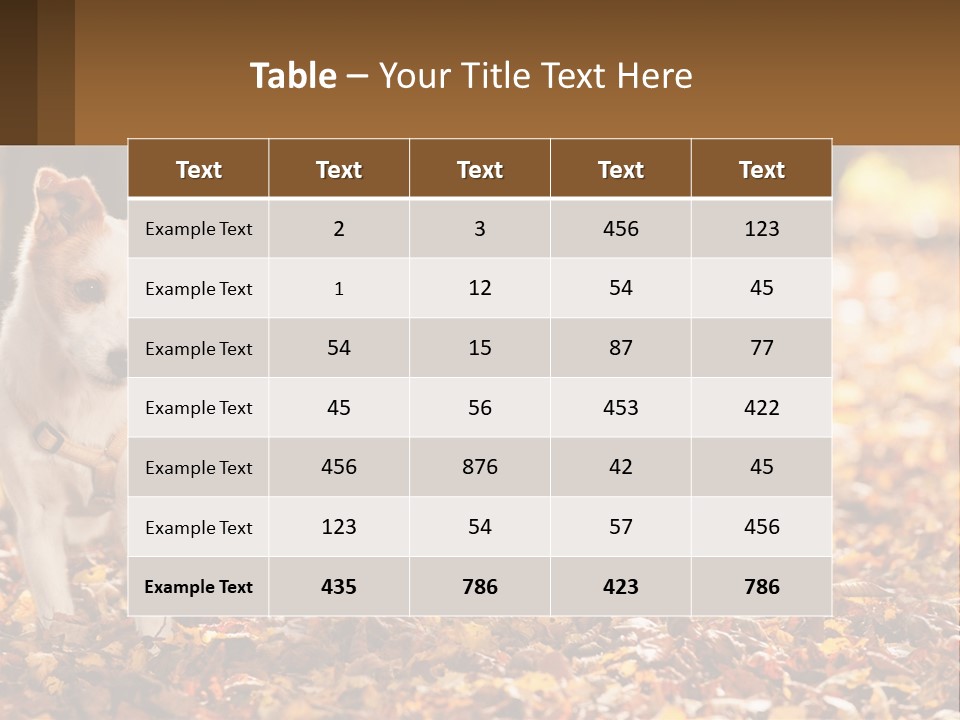 A Small Dog Is Standing In The Leaves PowerPoint Template